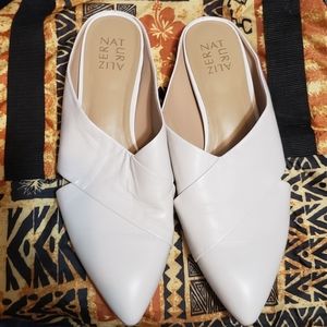Naturalizer Simonette White Leather Mules Size 11W